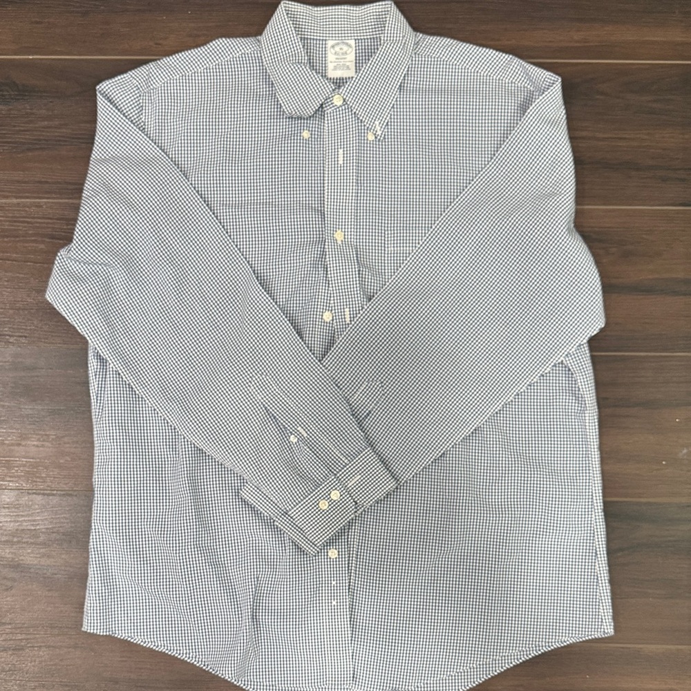 Brooks Brothers Navy and White Checkered Button Down Shirt